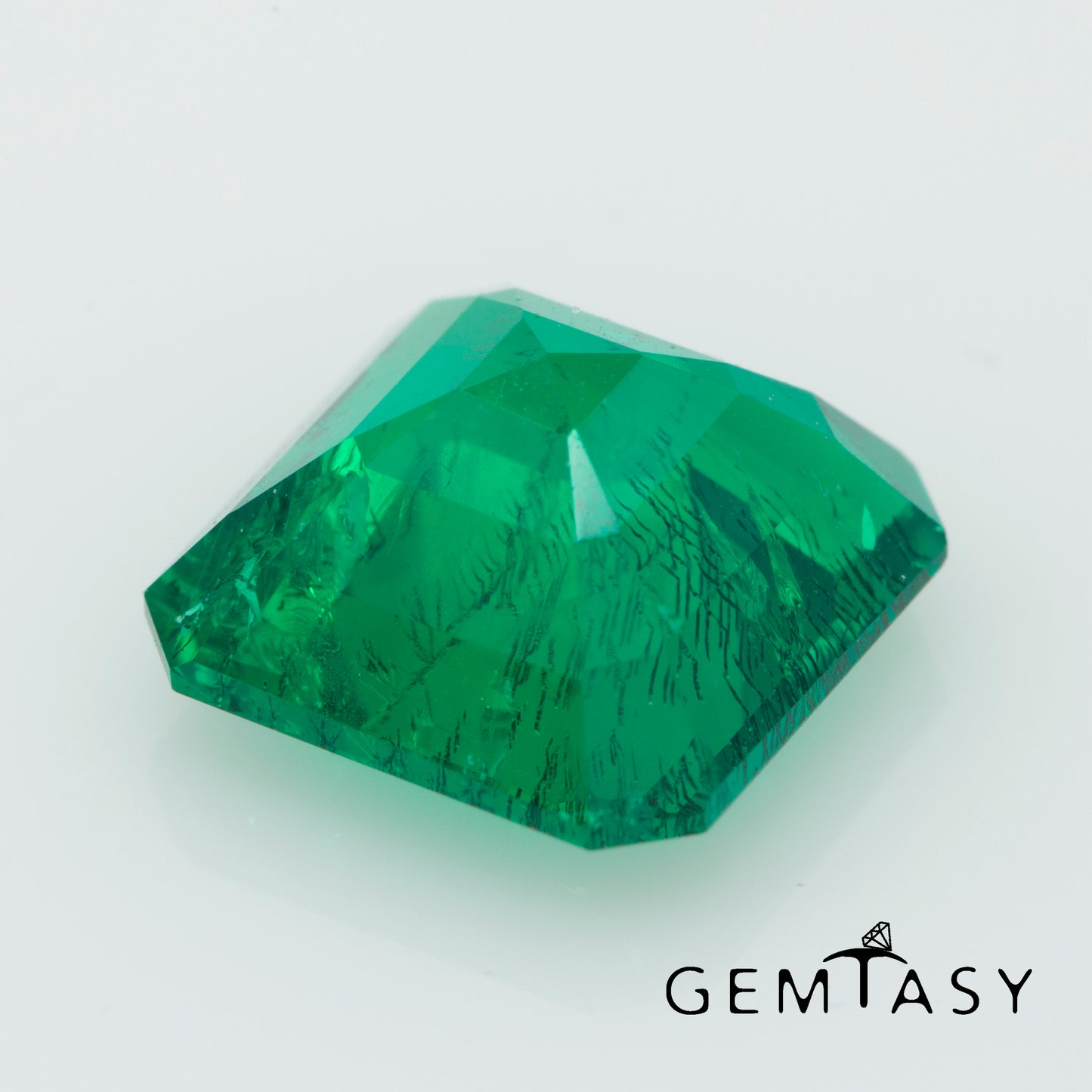 Piedra tallada - Esmeralda cultivada en laboratorio hidrotermal colombiano, faceta Octágono 9x9mm 3,12-3,71ct