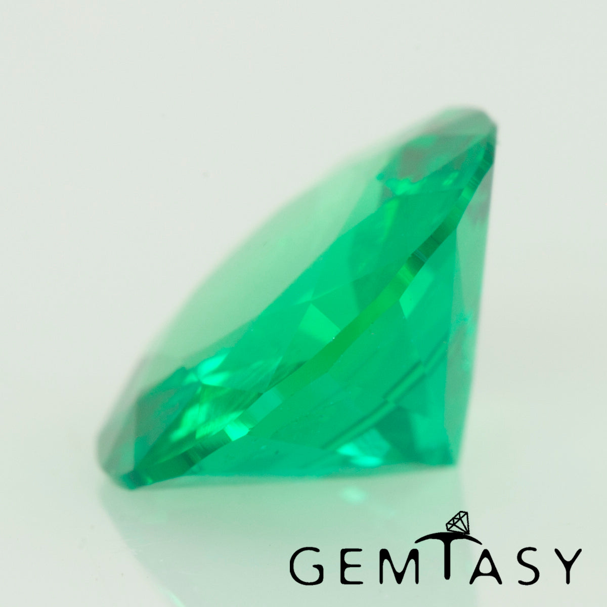 Piedra tallada - Esmeralda cultivada en laboratorio hidrotermal colombiano, facetada Redonda 7 mm 0,79-1,04 ct