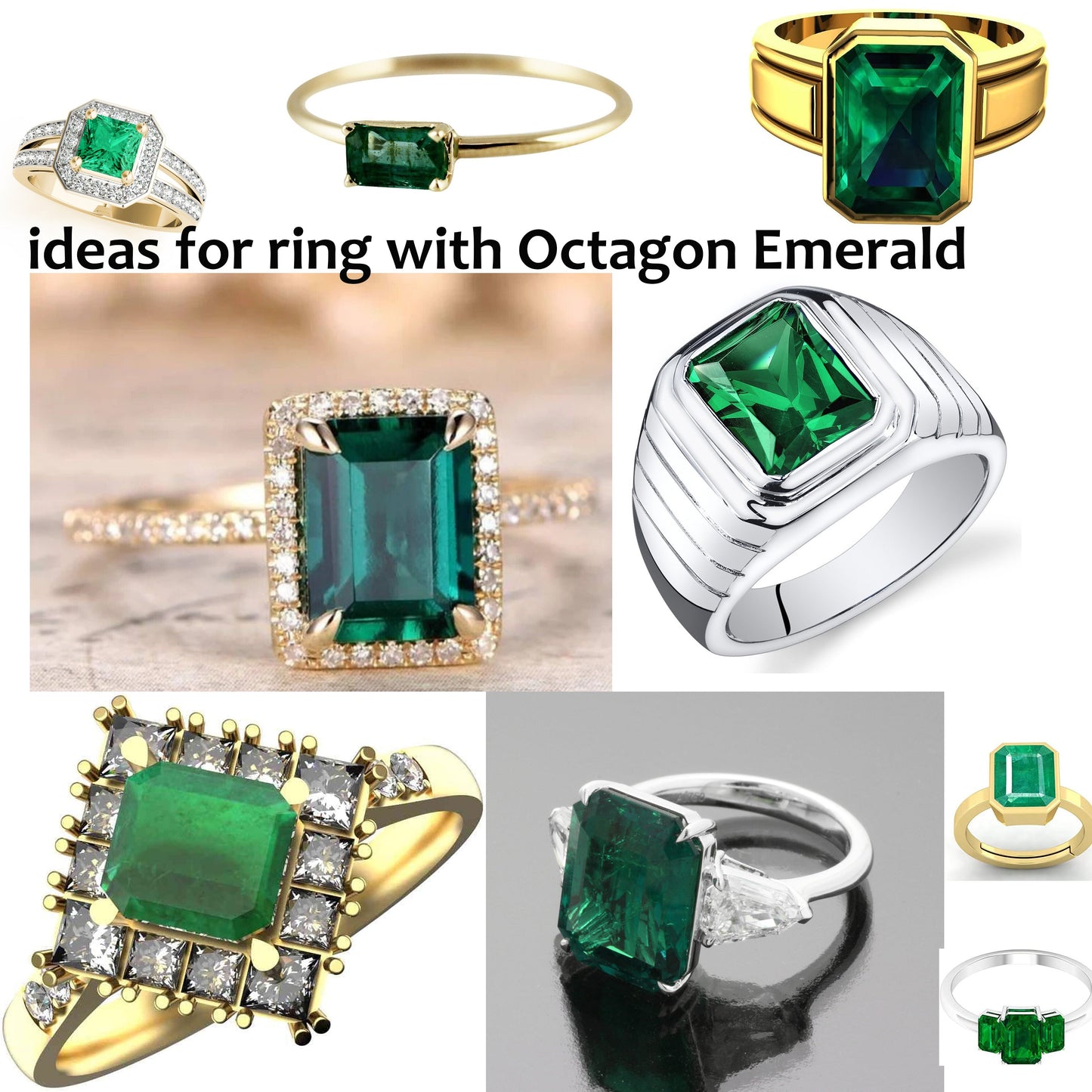 Pierre taillée - Émeraude colombienne cultivée en laboratoire, facette octogone 12x8mm 3.7-4.0ct