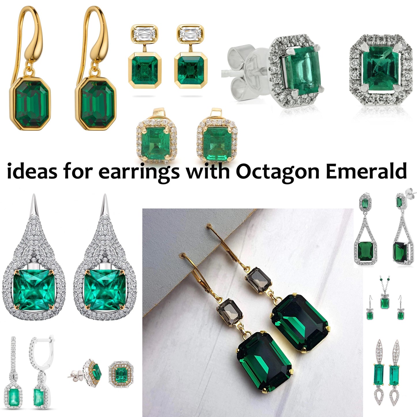 Piedra tallada - Esmeralda cultivada en laboratorio hidrotermal colombiano, faceta Octágono 7x5mm 0,89-0,91ct