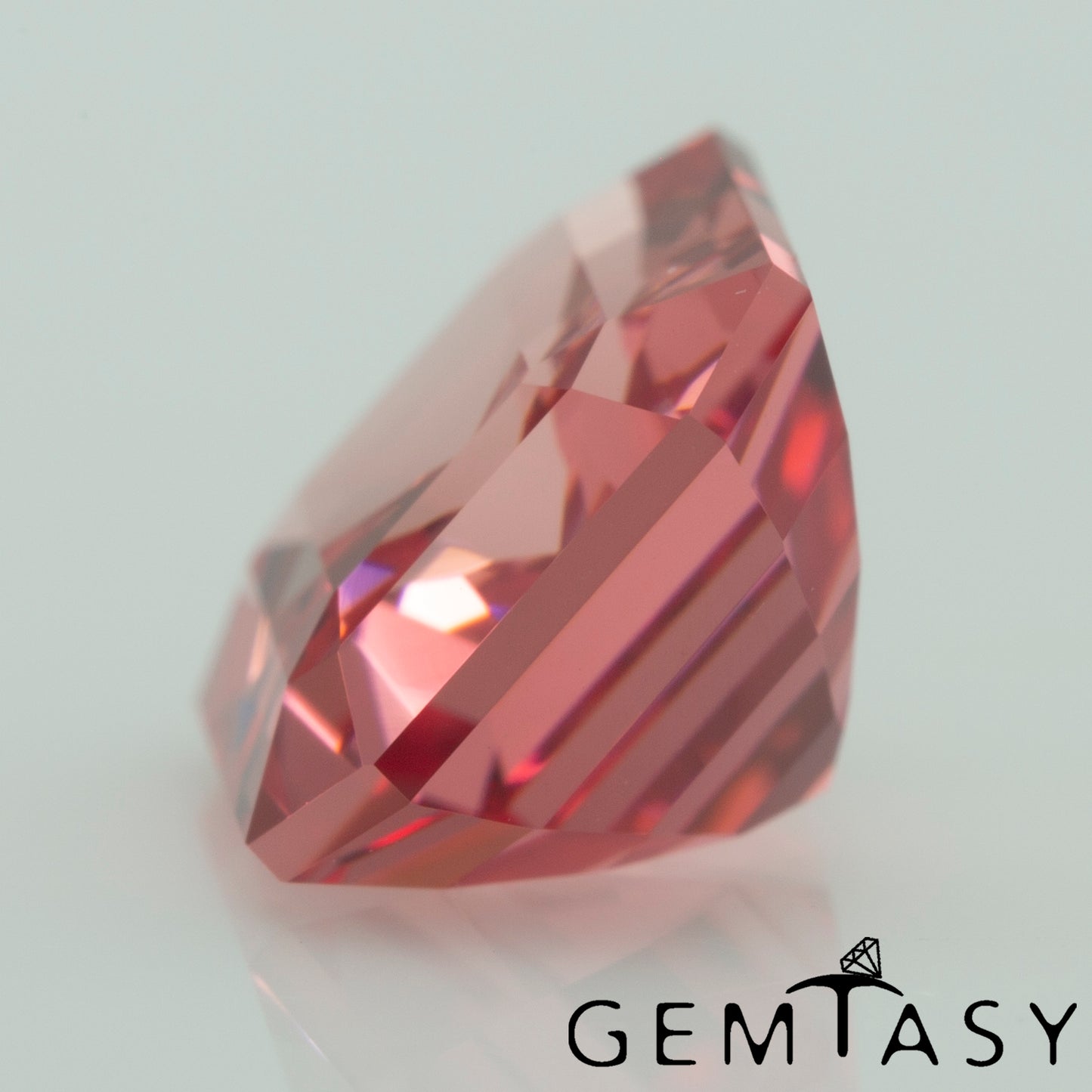 Cut stone - Sapphire Padparadscha Czochralski (Pulled) lab grown, facet Octagon 10x8mm 4.24-4.96ct
