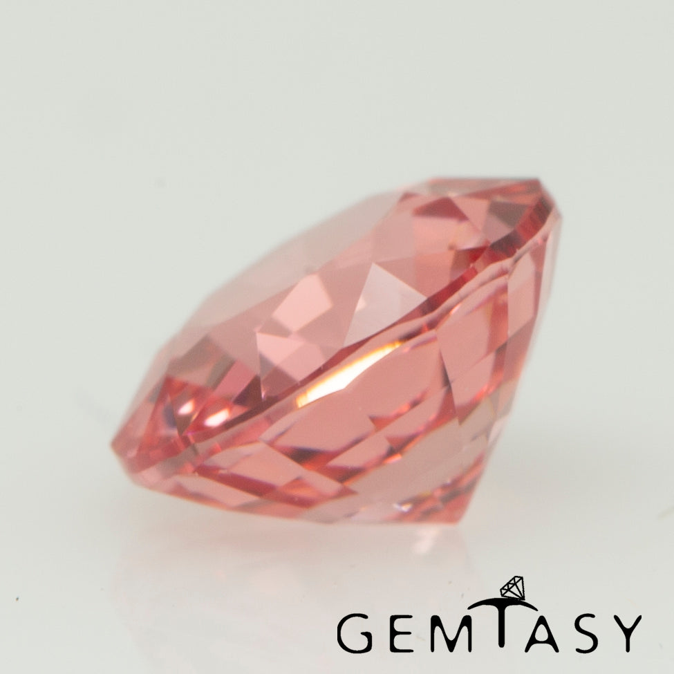 Cut stone - Sapphire Padparadscha Czochralski (Pulled) lab grown, facet Round 6mm 1.09-1.41ct