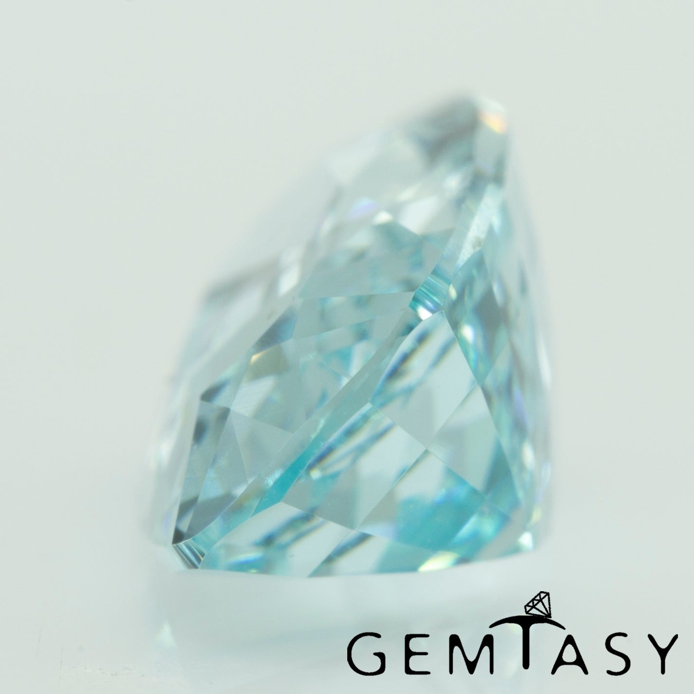 Cut stone - Paraiba YAG Czochralski (Pulled) lab grown, facet Cushion 11x6.5mm 3.96ct