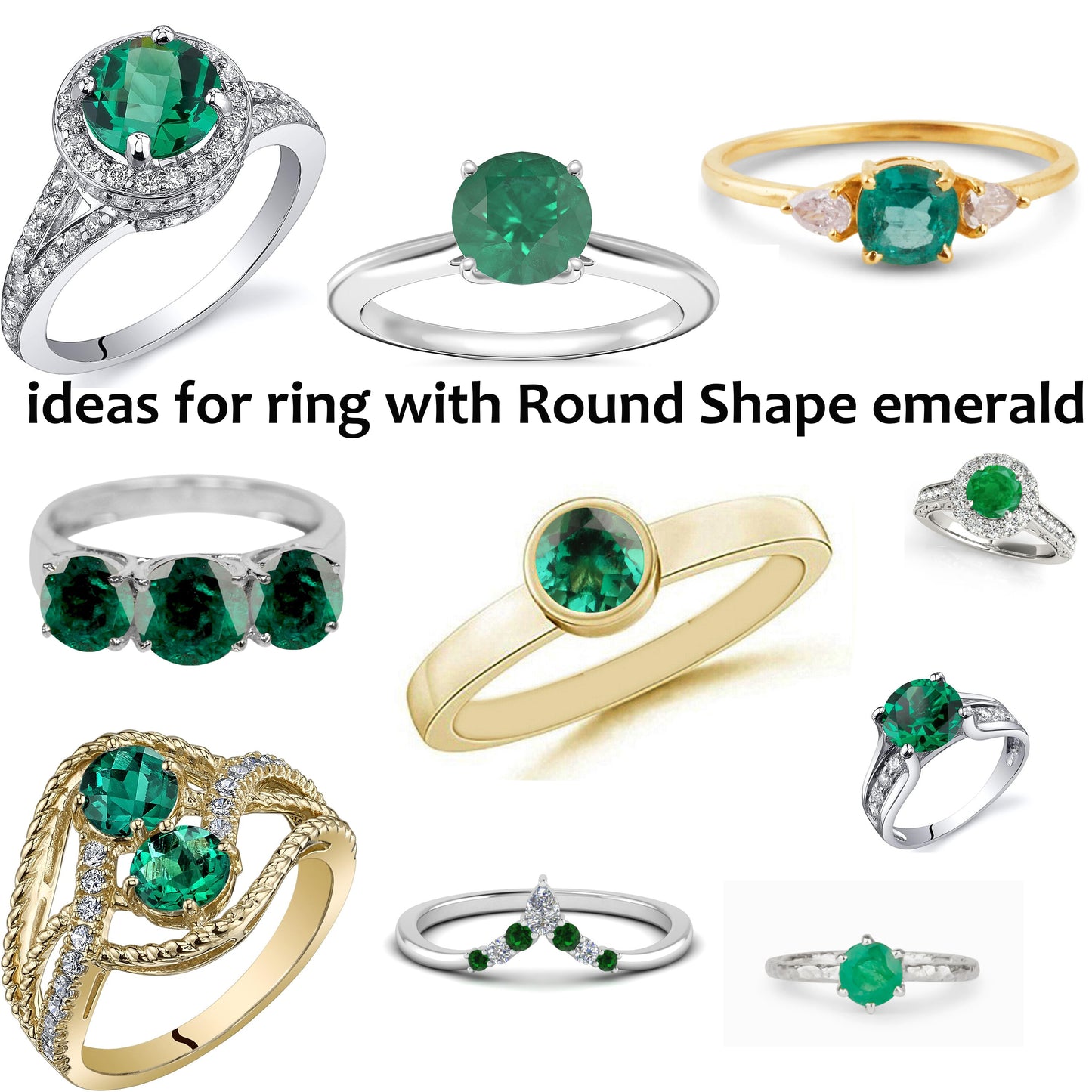 Pierre taillée - Émeraude zambienne cultivée en laboratoire, facette Ronde 10mm 3.70-3.80ct