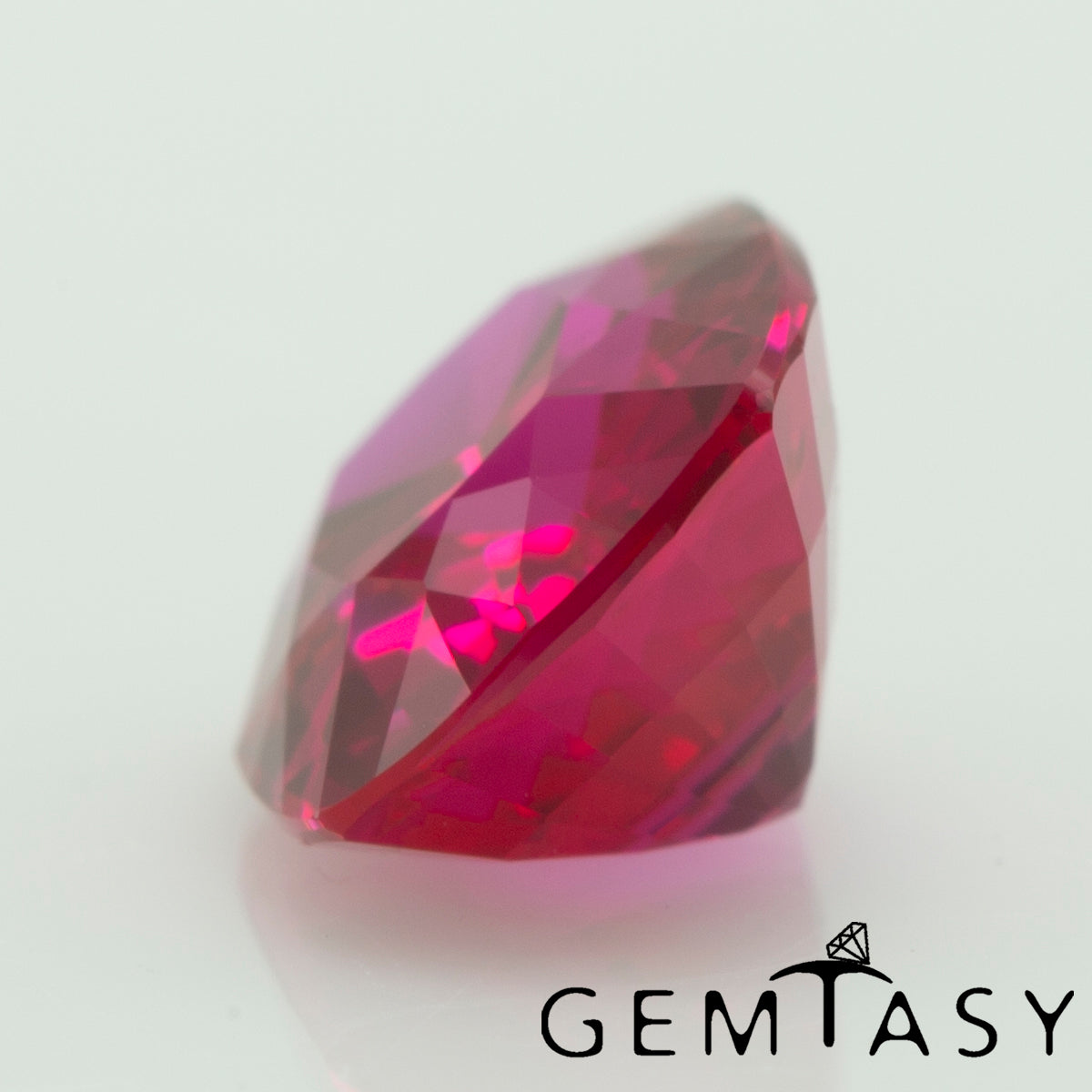 Cut stone - Ruby Pink Czochralski (Pulled) lab grown, facet Cushion 9x7mm 2.54-2.91ct