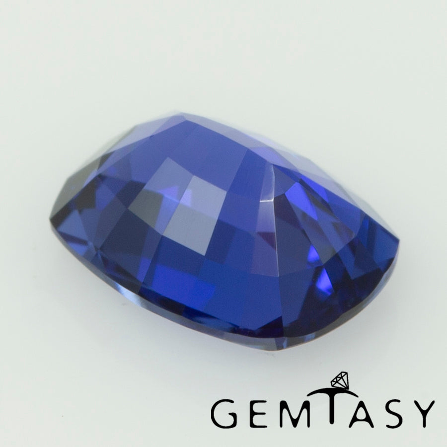 Piedra tallada - Zafiro Azul Real Czochralski (Extraído) cultivado en laboratorio, facetado Cojín 7x5mm 1,05-1,18ct