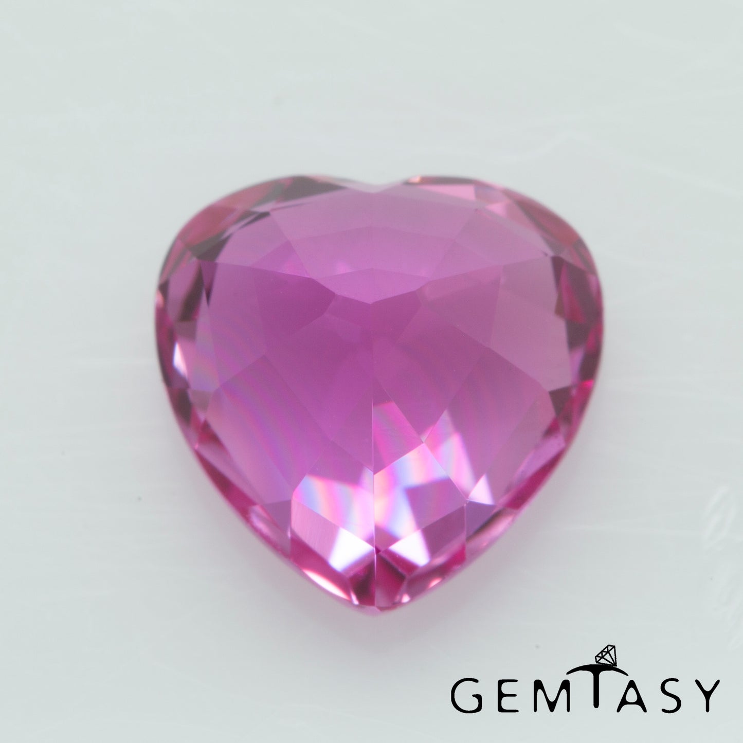Piedra tallada - Zafiro Rosa Czochralski (Extraído) cultivado en laboratorio, facetado Corazón 8x8mm 2.93ct