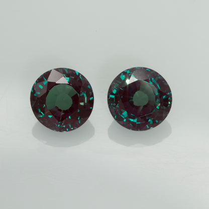 Pierre taillée - Alexandrite Czochralski (tirée) cultivée en laboratoire, facette Ronde 8.0mm 2.98ct