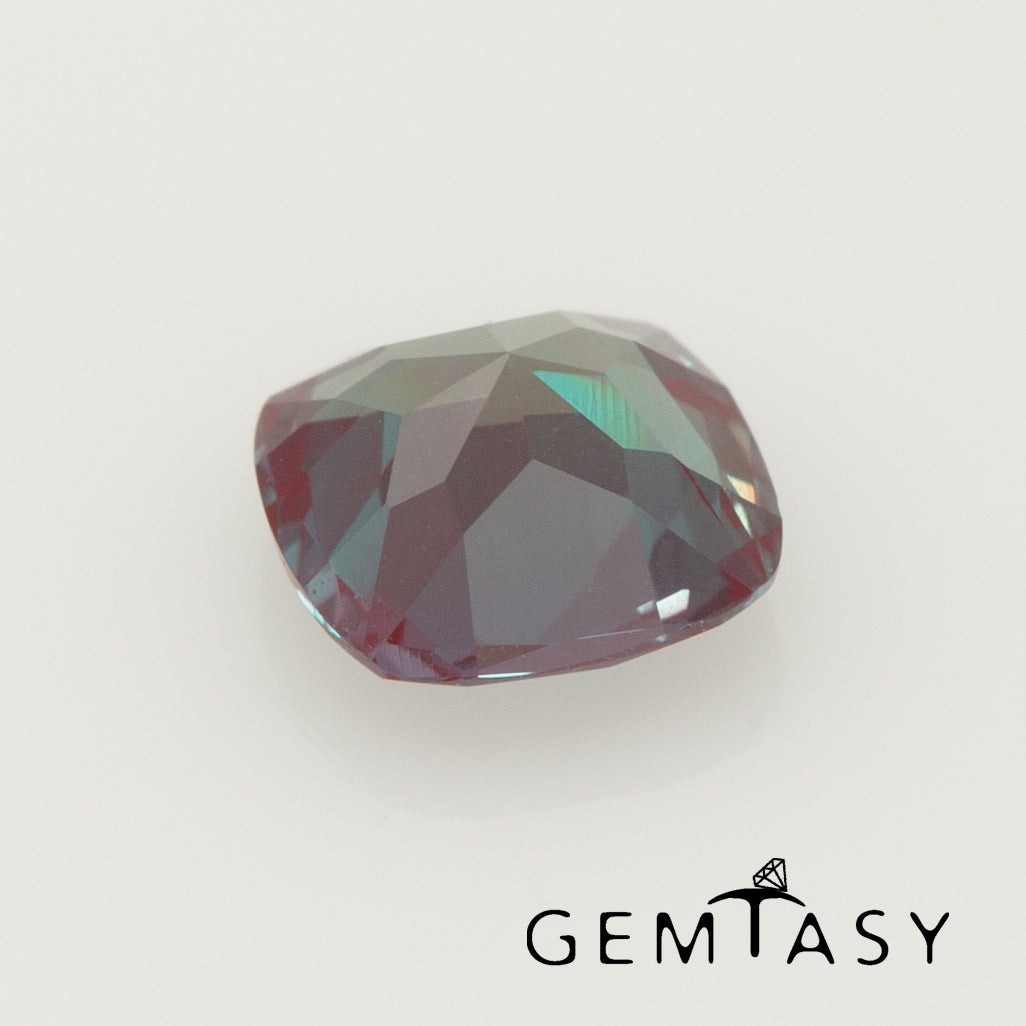 Cut stone - Alexandrite Czochralski (Pulled) lab grown, facet Cushion 5x5mm 0.52ct