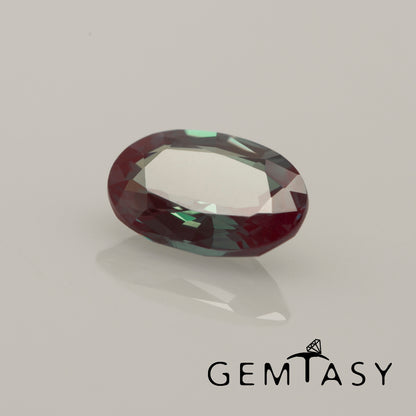 Pierre taillée - Alexandrite Czochralski (tirée) cultivée en laboratoire, facette Ovale 7x5mm 0.70-.080ct