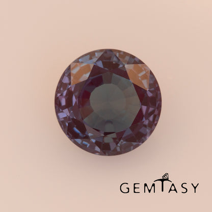 Pierre taillée - Alexandrite Czochralski (Tirée) cultivée en laboratoire, facette Ronde 9mm 3,31ct