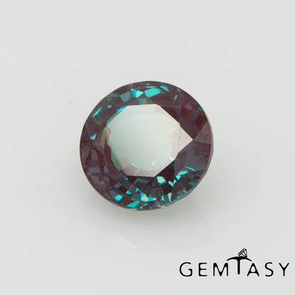 Pierre taillée - Alexandrite Czochralski (Tirée) cultivée en laboratoire, facette Ronde 9mm 3,31ct