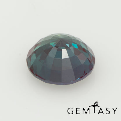 Pierre taillée - Alexandrite Czochralski (Tirée) cultivée en laboratoire, facette Ronde 9mm 3,31ct