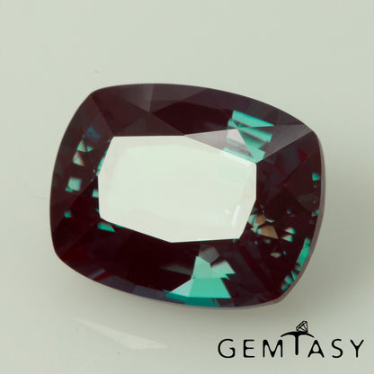 Cut stone - Alexandrite Czochralski (Pulled) lab grown, facet Cushion 10x8mm 3.62-3.97ct