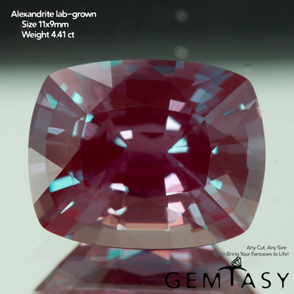 Piedra tallada - Alejandrita Czochralski (Extraída) cultivada en laboratorio, facetada Cojín 11x9mm 4,40-5,14 ct