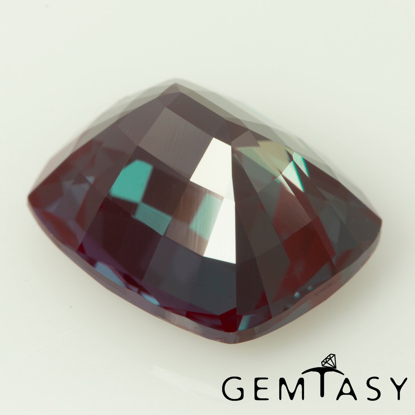 Cut stone - Alexandrite Czochralski (Pulled) lab grown, facet Cushion 11x9mm 5.24-5.72ct