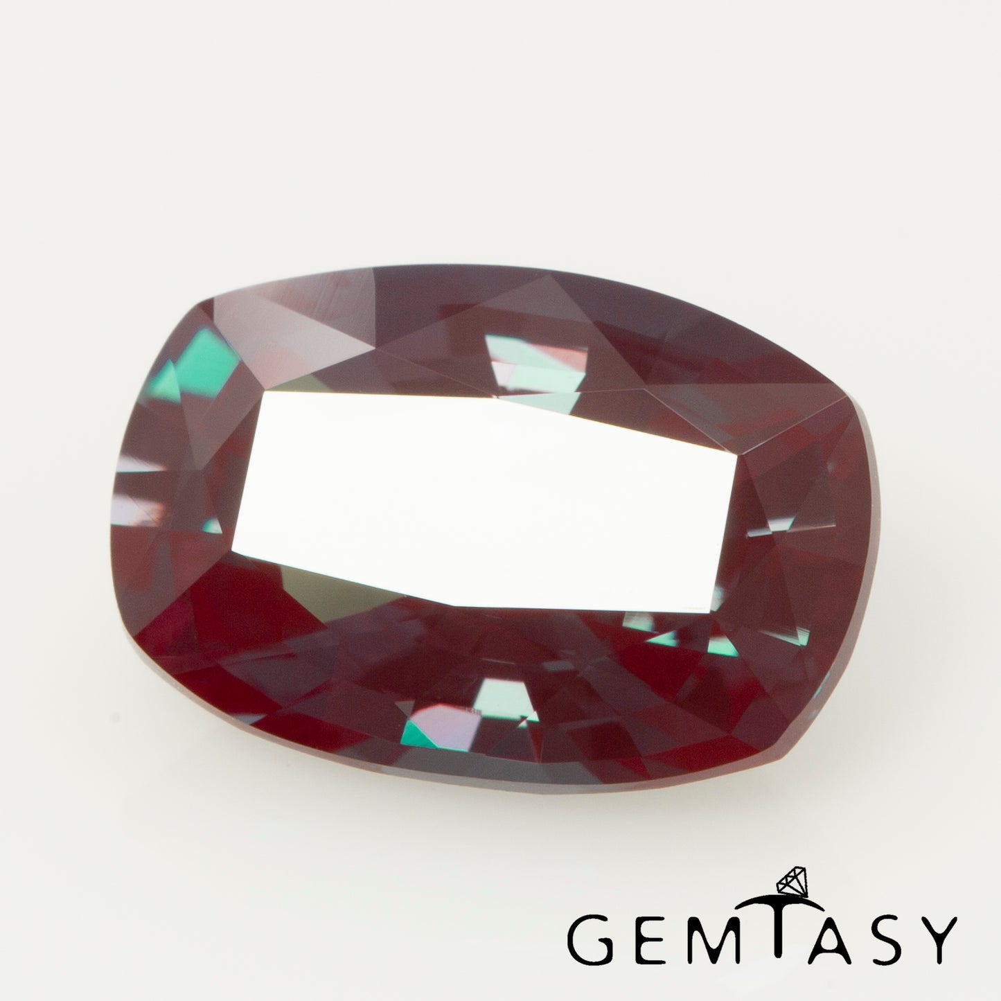 Cut stone - Alexandrite Czochralski (Pulled) lab grown, facet Cushion 12x8mm 3.78-4.02ct