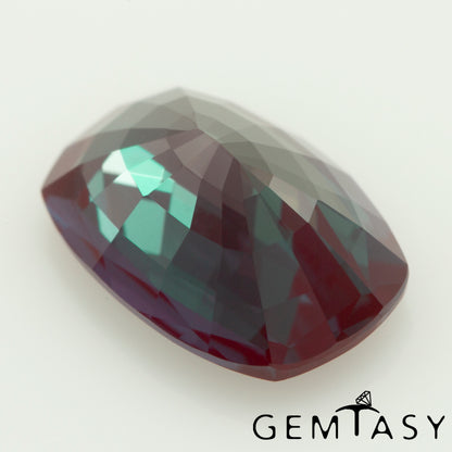 Cut stone - Alexandrite Czochralski (Pulled) lab grown, facet Cushion 12x8mm 3.78-4.02ct