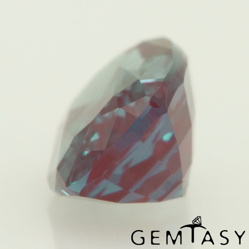 Cut stone - Alexandrite Czochralski (Pulled) lab grown, facet Cushion 6x4mm 0.63ct