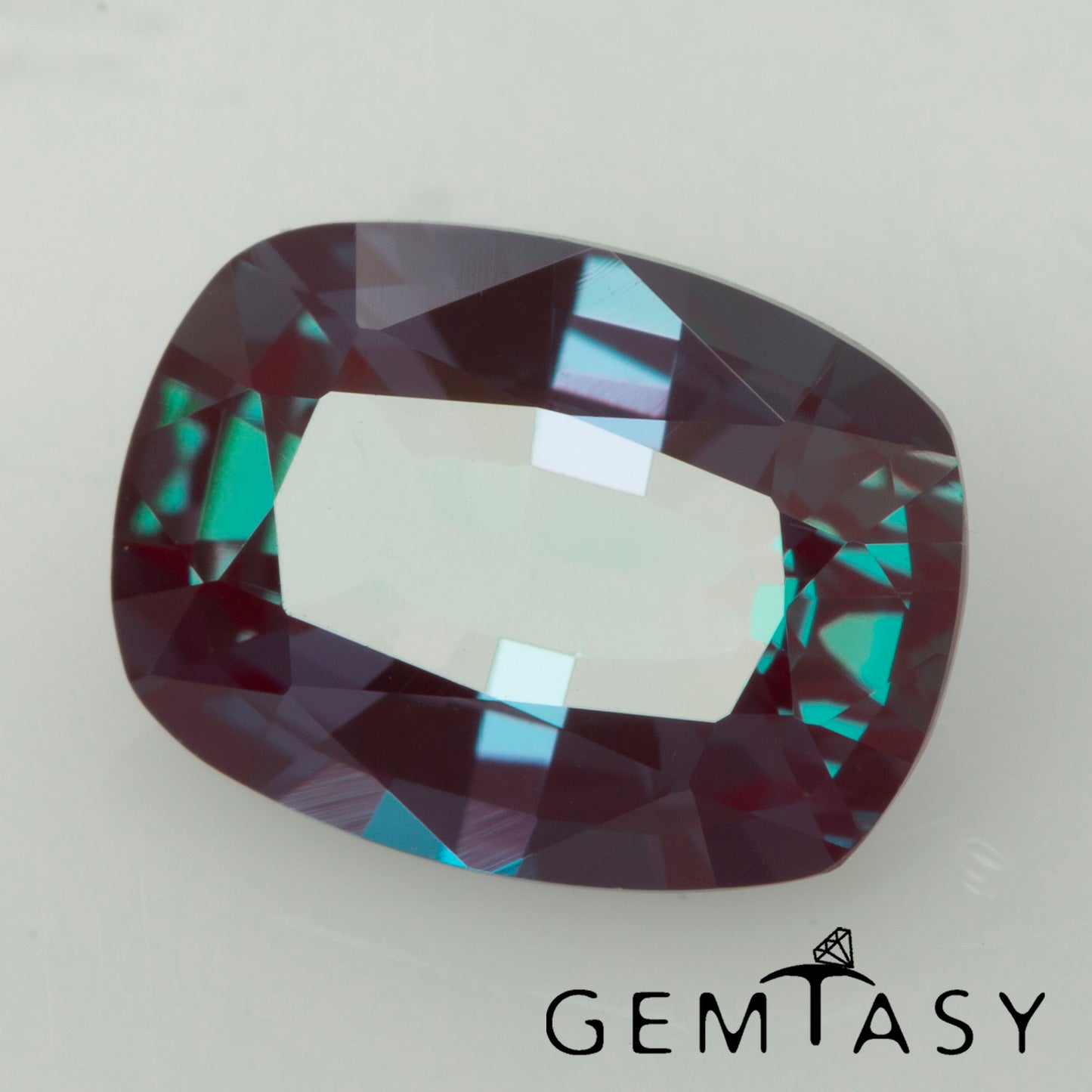 Cut stone - Alexandrite Czochralski (Pulled) lab grown, facet Cushion 7x5mm 0.89-1.09ct