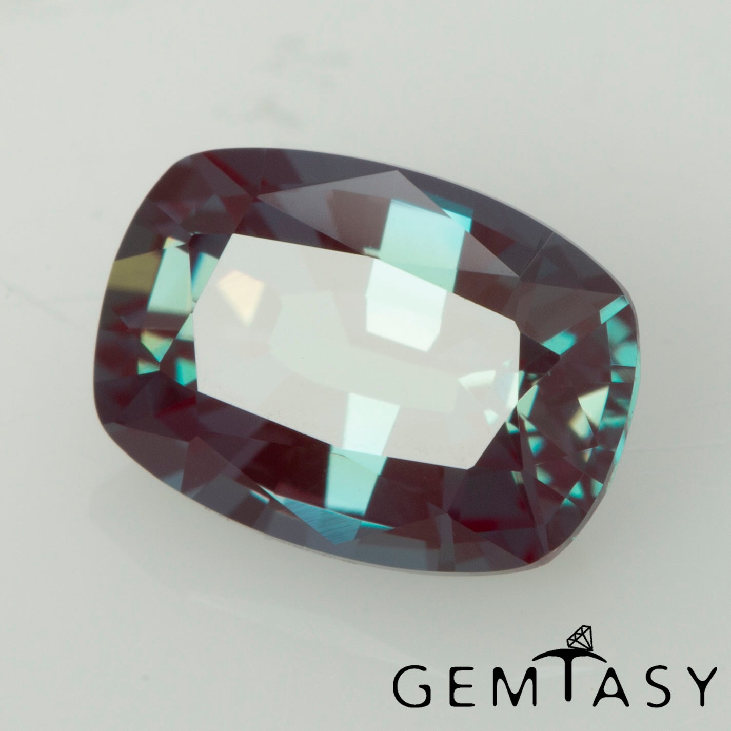 Cut stone - Alexandrite Czochralski (Pulled) lab grown, facet Cushion 8x6mm 1.46-1.98ct