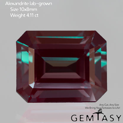 Cut stone - Alexandrite Czochralski (Pulled) lab grown, facet Octagon 10x8mm 4.11-4.53ct