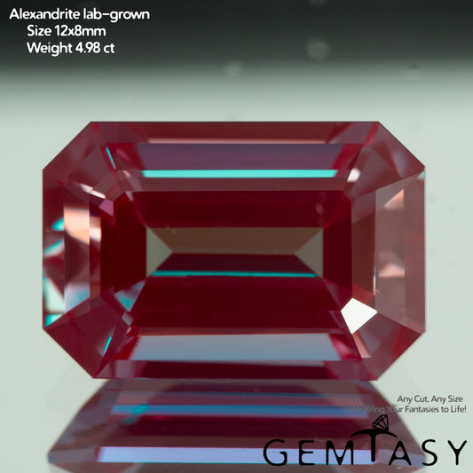 Piedra tallada - Alejandrita Czochralski (Extraída) cultivada en laboratorio, faceta Octágono 12x8mm 4,98-5,46ct
