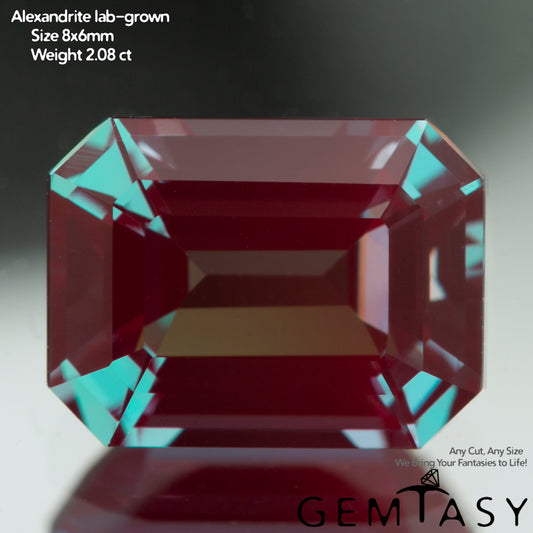 Piedra tallada - Alejandrita Czochralski (Extraída) cultivada en laboratorio, faceta Octágono 8x6mm 2,03-2,327ct