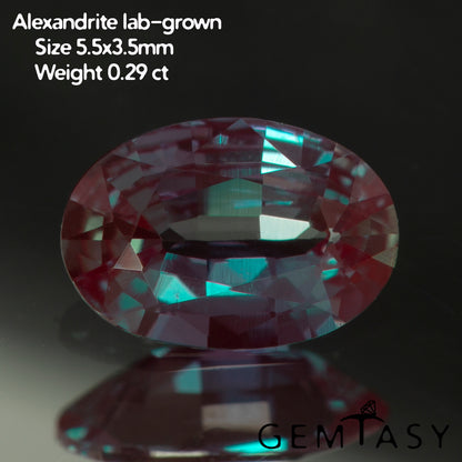 Cut stone - Alexandrite Czochralski (Pulled) lab grown, facet Oval 5.5x3.5mm 0.29ct