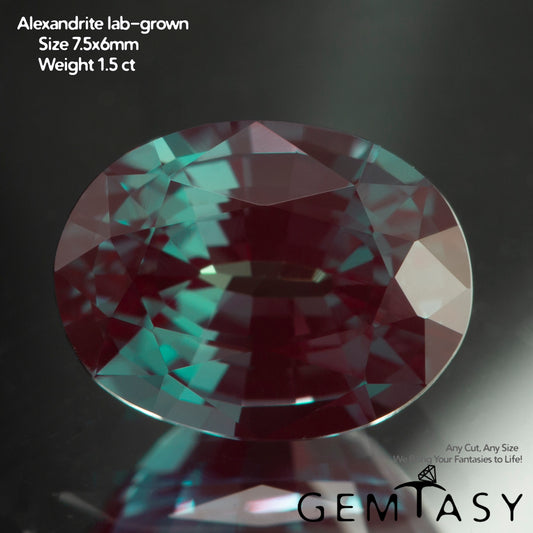 Piedra tallada - Alejandrita Czochralski (Extraída) cultivada en laboratorio, faceta Oval 7,7 x 6 mm 1,50ct