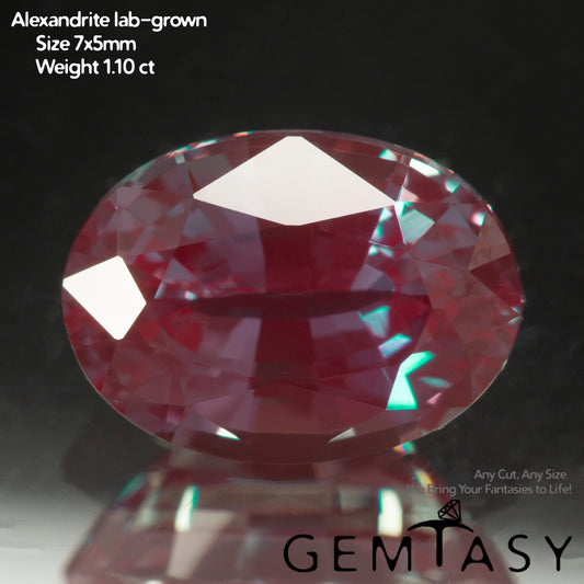 Pierre taillée - Alexandrite Czochralski (Tirée) cultivée en laboratoire, facette Ovale 7x5mm 1,01-1,33ct