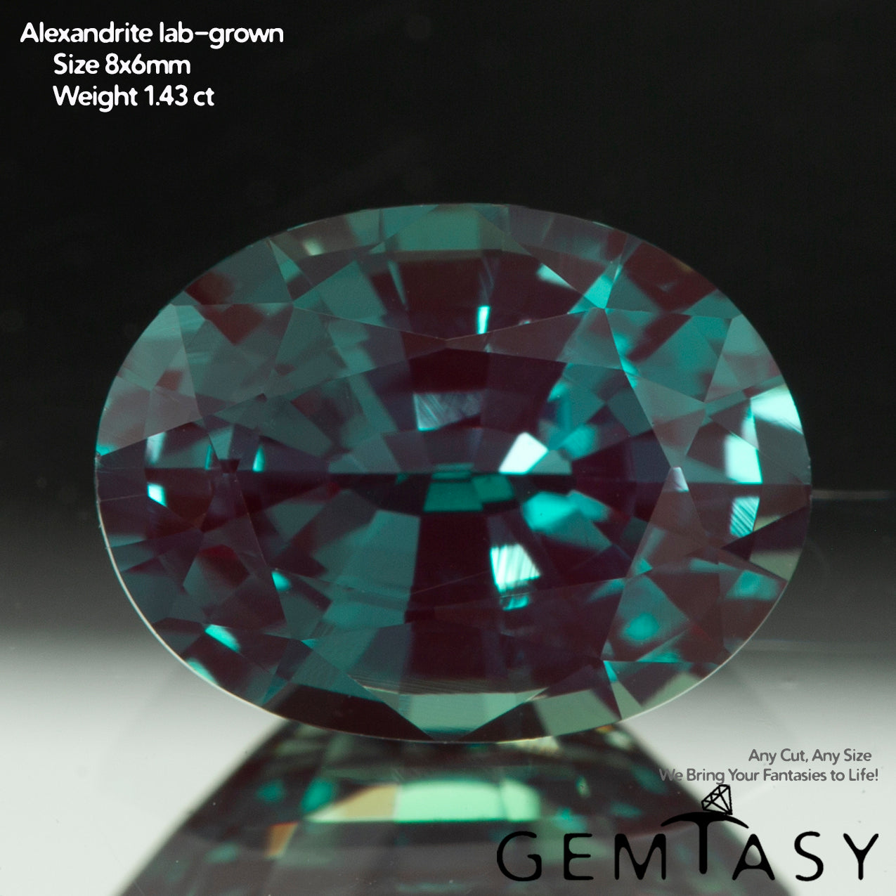 Piedra tallada - Alejandrita Czochralski (Extraída) cultivada en laboratorio, faceta Oval 8 x 6 mm 1,43-1,78ct
