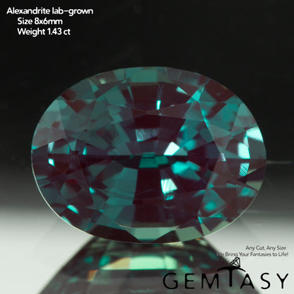 Piedra tallada - Alejandrita Czochralski (Extraída) cultivada en laboratorio, faceta Oval 8 x 6 mm 1,43-1,78ct