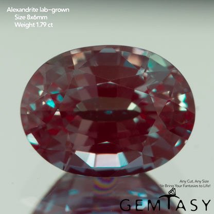 Piedra tallada - Alejandrita Czochralski (Extraída) cultivada en laboratorio, faceta Ovalada 8x6mm 1,51-1,79ct