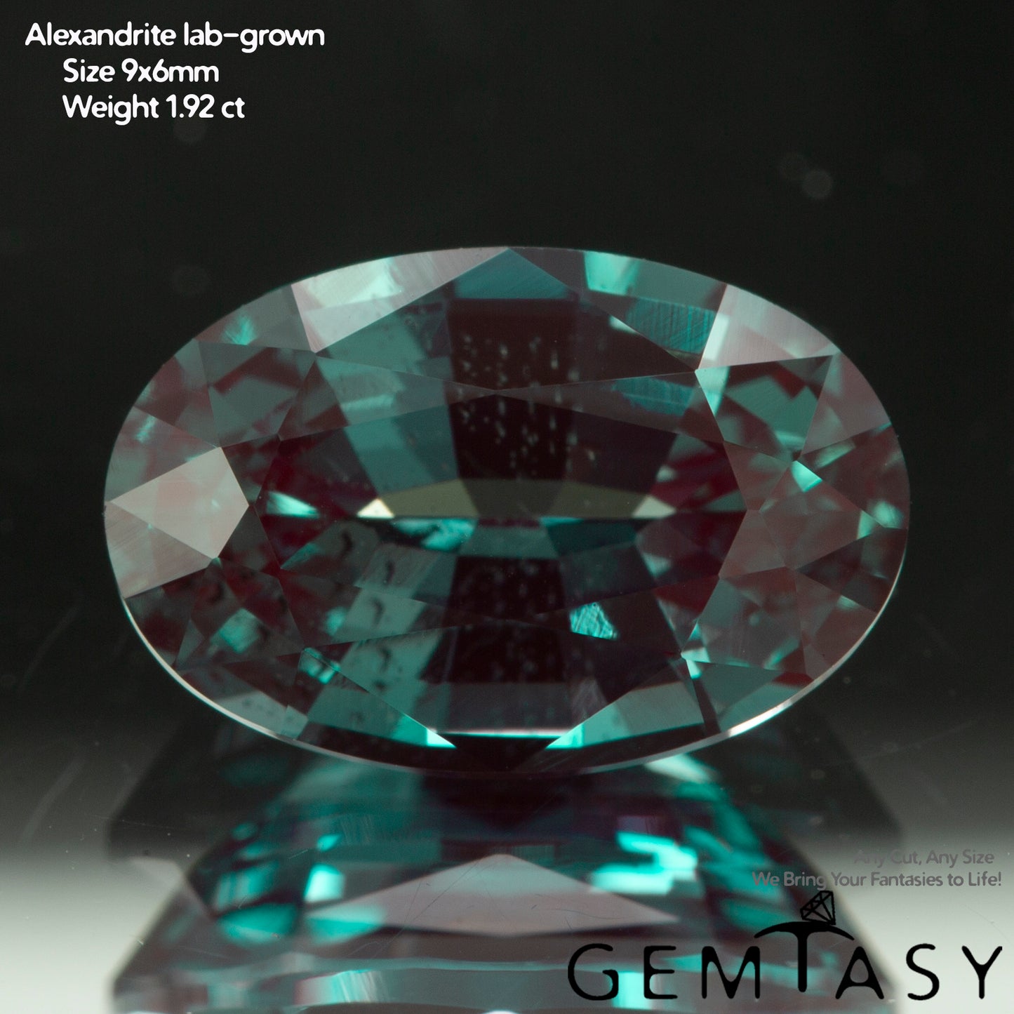 Piedra tallada - Alejandrita Czochralski (Extraída) cultivada en laboratorio, faceta Oval 9 x 6 mm 1,59-1,92ct