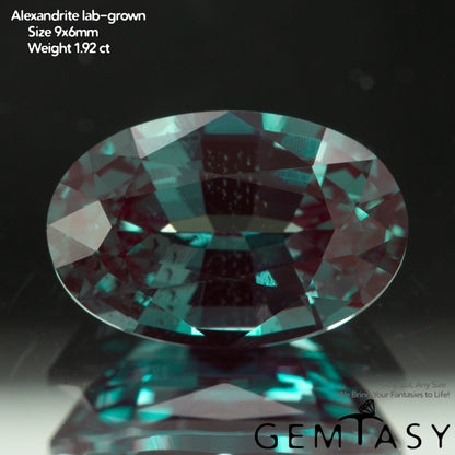 Piedra tallada - Alejandrita Czochralski (Extraída) cultivada en laboratorio, faceta Oval 9 x 6 mm 1,59-1,92ct