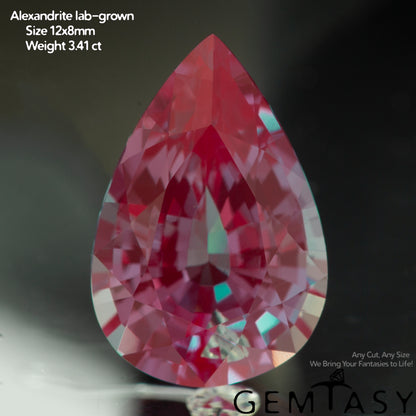 Piedra tallada - Alejandrita Czochralski (Extraída) cultivada en laboratorio, facetada Pera 12x8mm 3,41-3,94ct