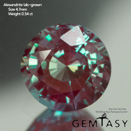 Piedra tallada - Alejandrita Czochralski (Extraída) cultivada en laboratorio, facetada Redonda 4,5 mm 0,54  ct