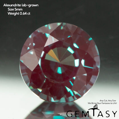 Piedra tallada - Alejandrita Czochralski (Extraída) cultivada en laboratorio, facetada Redonda 5 mm 0,56-0,71 ct
