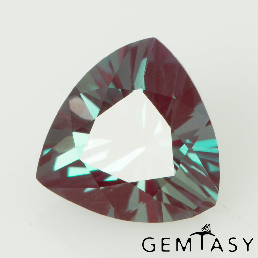 Piedra tallada - Alejandrita Czochralski (Extraída) cultivada en laboratorio, facetada Trillante 6x6x6mm 0,62-0,71ct