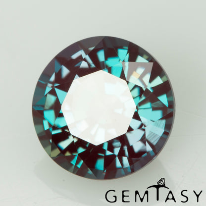 Pierre taillée - Alexandrite Czochralski (tirée) cultivée en laboratoire, facette Ronde 7,5mm 1,92-2,41ct
