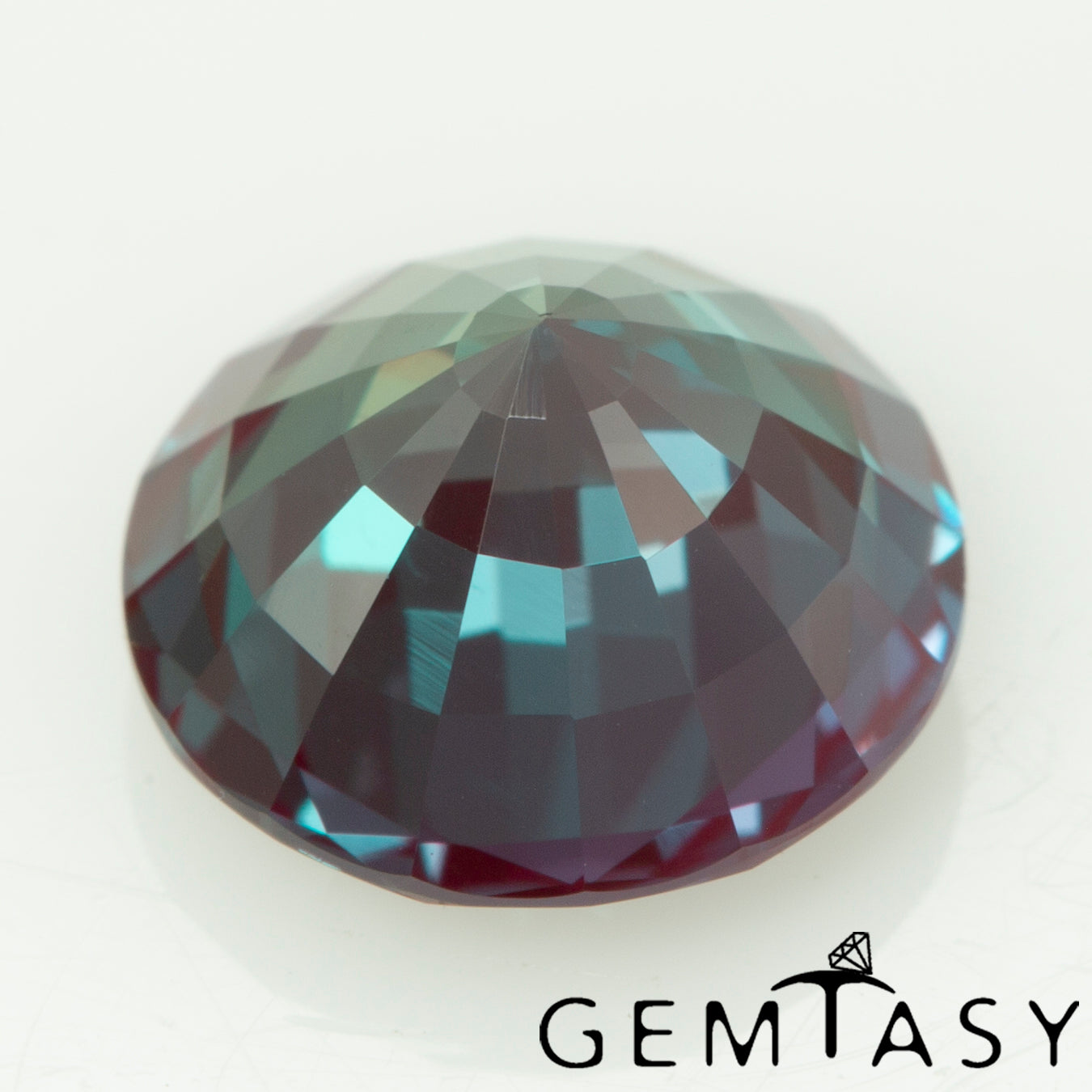 Pierre taillée - Alexandrite Czochralski (tirée) cultivée en laboratoire, facette Ronde 7,5mm 1,92-2,41ct
