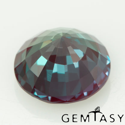 Pierre taillée - Alexandrite Czochralski (tirée) cultivée en laboratoire, facette Ronde 7,5mm 1,92-2,41ct