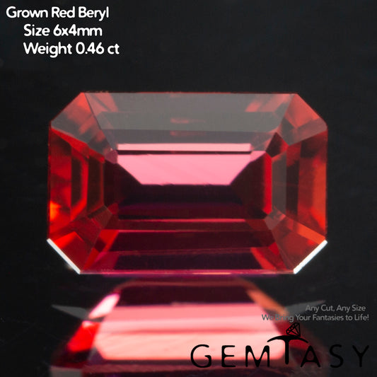 Cut stone - Red Beryl hydrothermal lab grown, facet Octagon 6x4mm 0.42-0.49ct