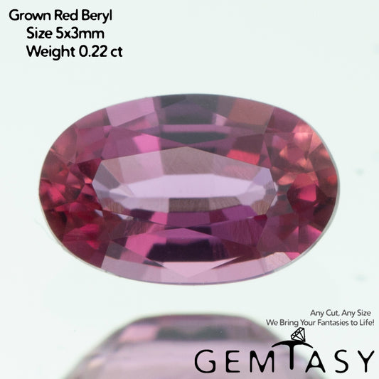 Cut stone - Red Beryl hydrothermal lab grown, facet Oval 5x3mm 0.20-0.25ct