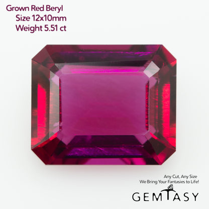 Pierre taillée - Béryl rouge hydrothermale cultivée en laboratoire, facette Octogone  12x10mm 5.51ct