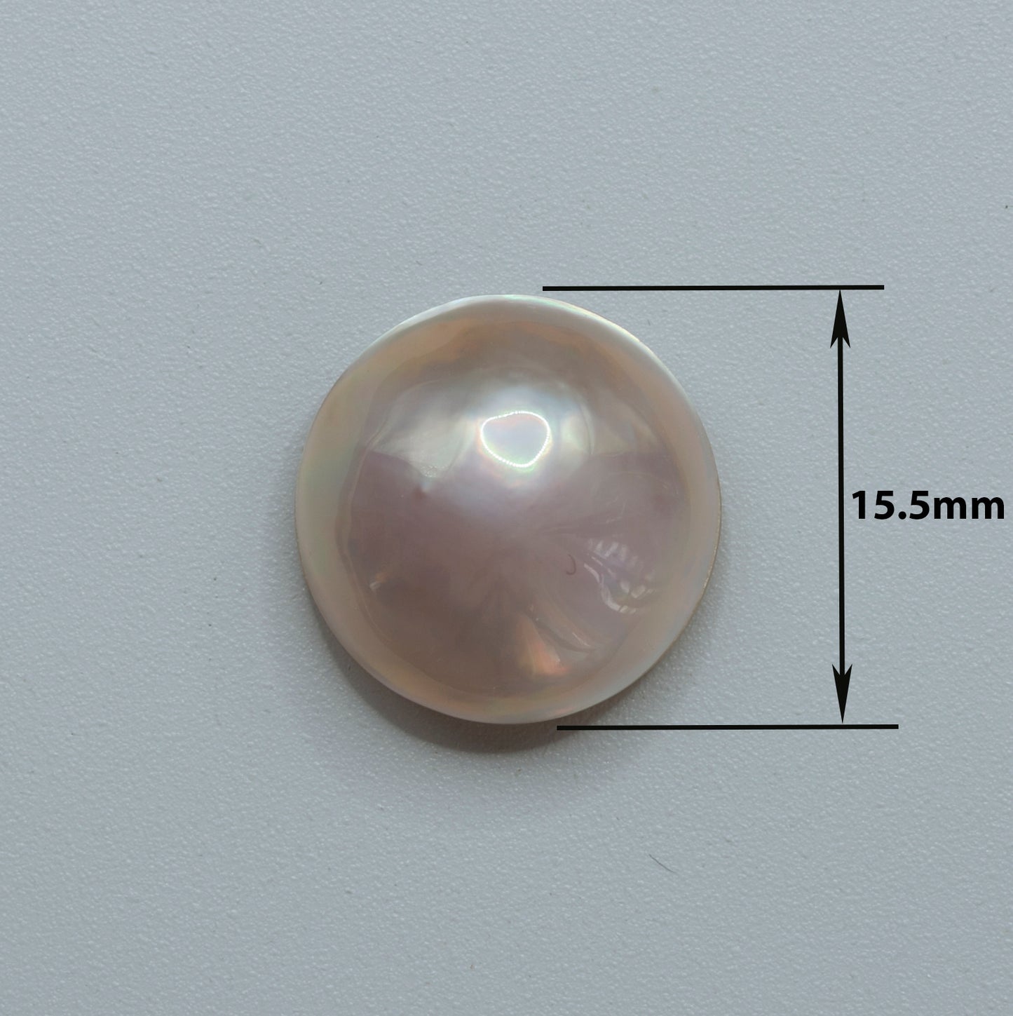 White Pink Pearl Sea Water "Mabe" good quality, diameter 15.5mm, height 7.5mm