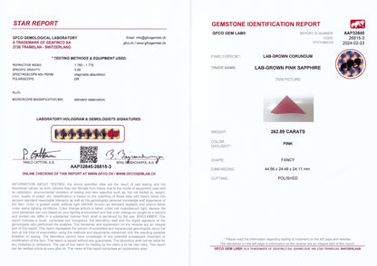 Необработанный камень для огранки - Розовый Сапфир выращен в лаборатории методом Чохральского (Пулд) 19-24 карата.