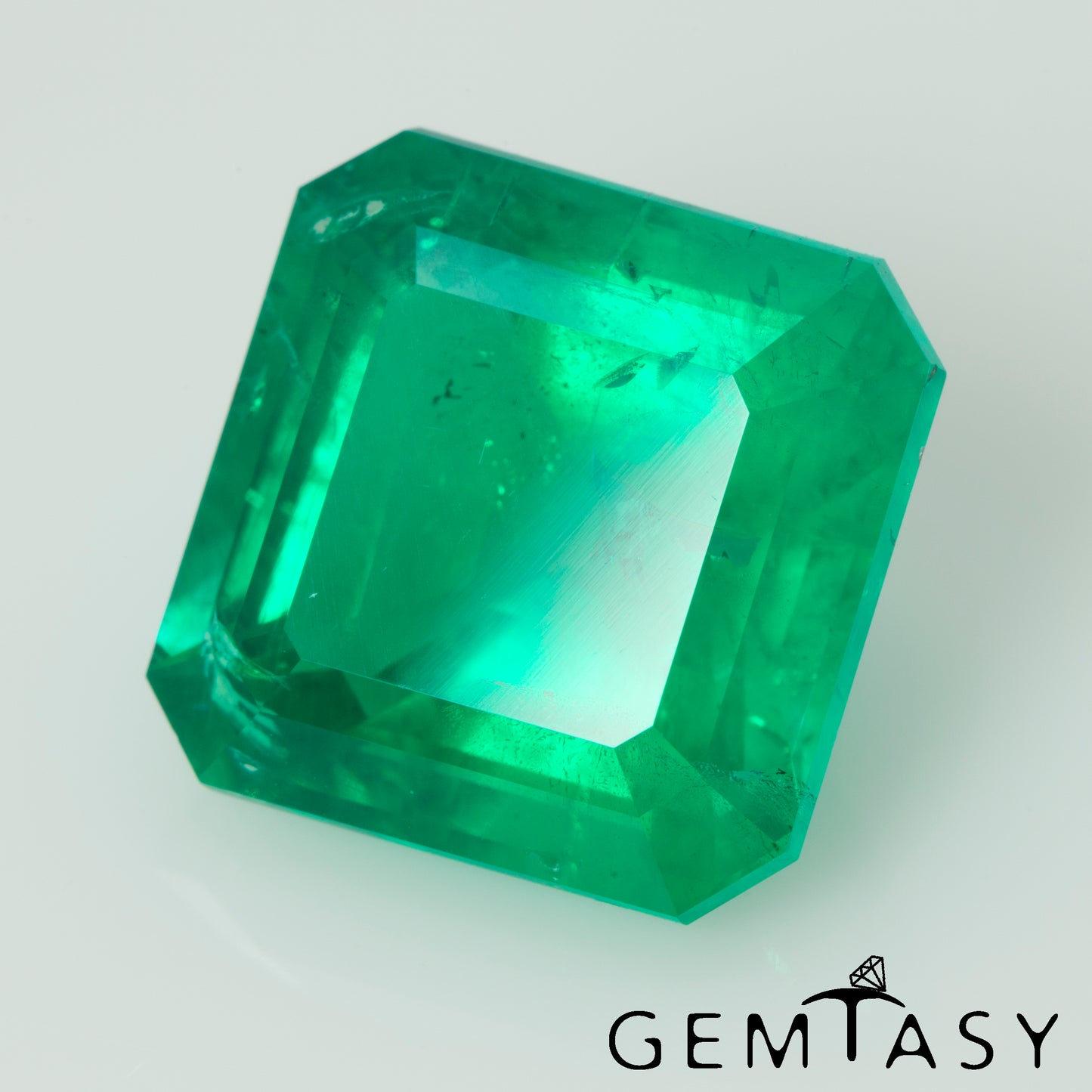 Cut stone - Emerald Colombian hydrothermal lab grown, facet Octagon 10.5x10.5mm 4.73ct