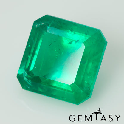 Cut stone - Emerald Colombian hydrothermal lab grown, facet Octagon 10.5x10.5mm 4.73ct